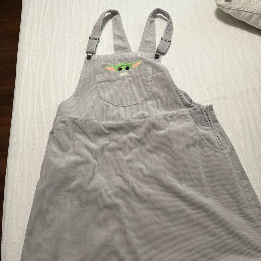 Her Universe Gray Overalls with Green Embroidery